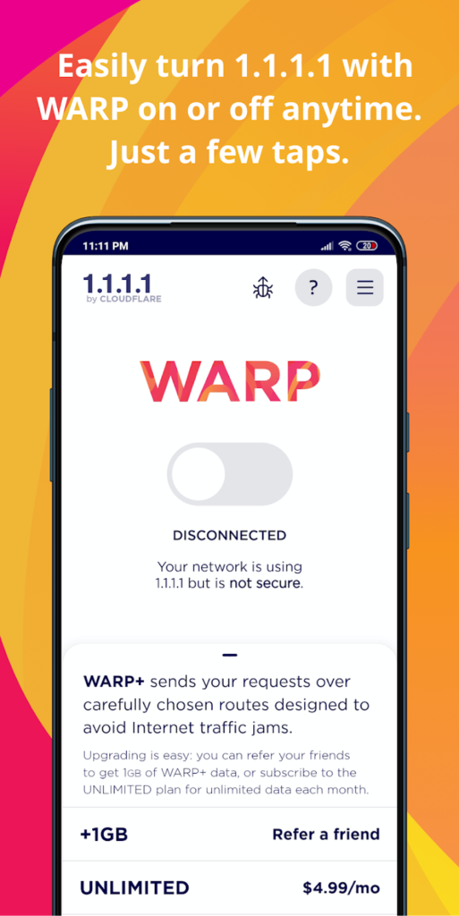 1.1.1.1 Android app screenshot 2