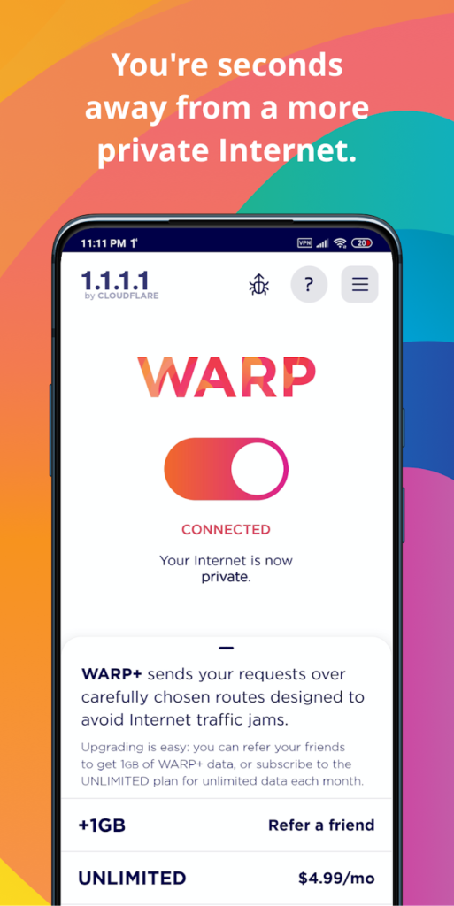 1.1.1.1 Android app screenshot 3